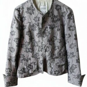 Armani Collezioni Grey Floral Textured Jacket - Designer Blazer Size 10